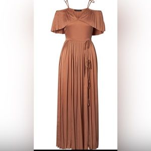 NWT BANANA REPUBLIC x OLIVIA PALERMO OFF SHOULDER PLEATED MAXI DRESS SIZE 0